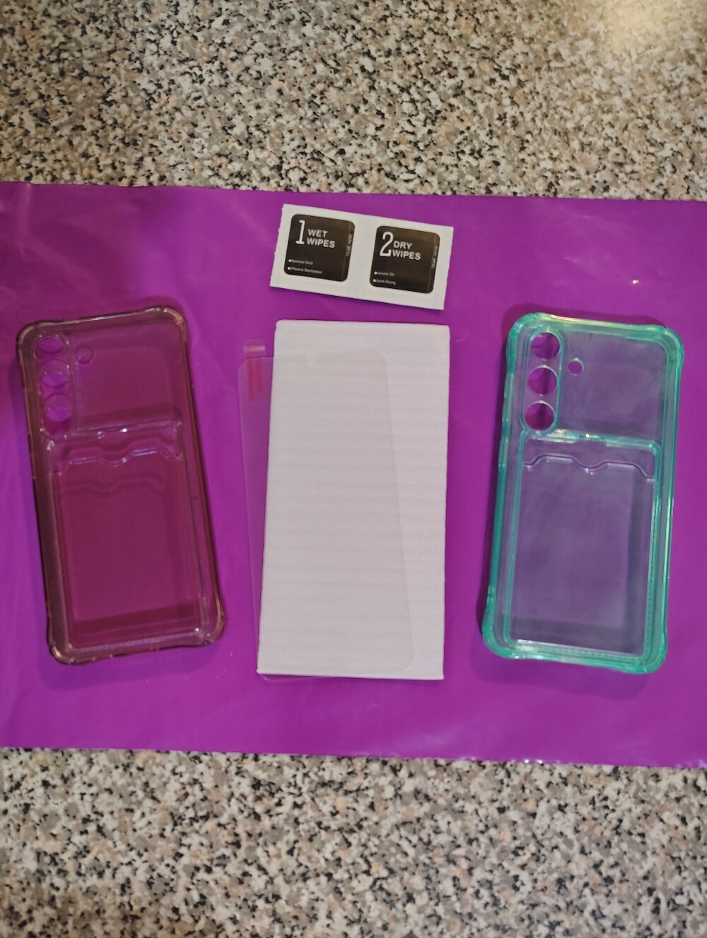 2 Phone Case with Glass Screen Protector - Purple and Teal